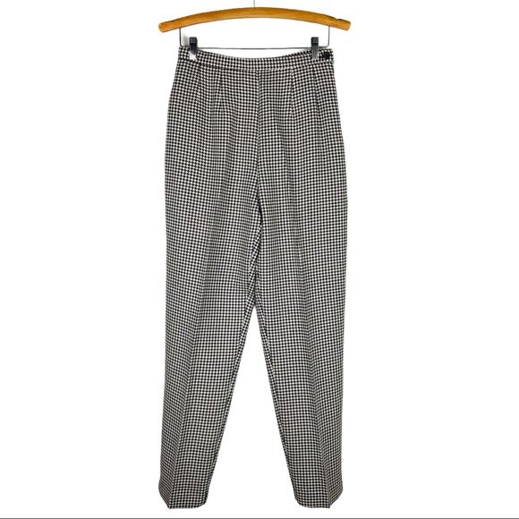 Vintage brown cream houndstooth high waisted pants small - Picture 1 of 8